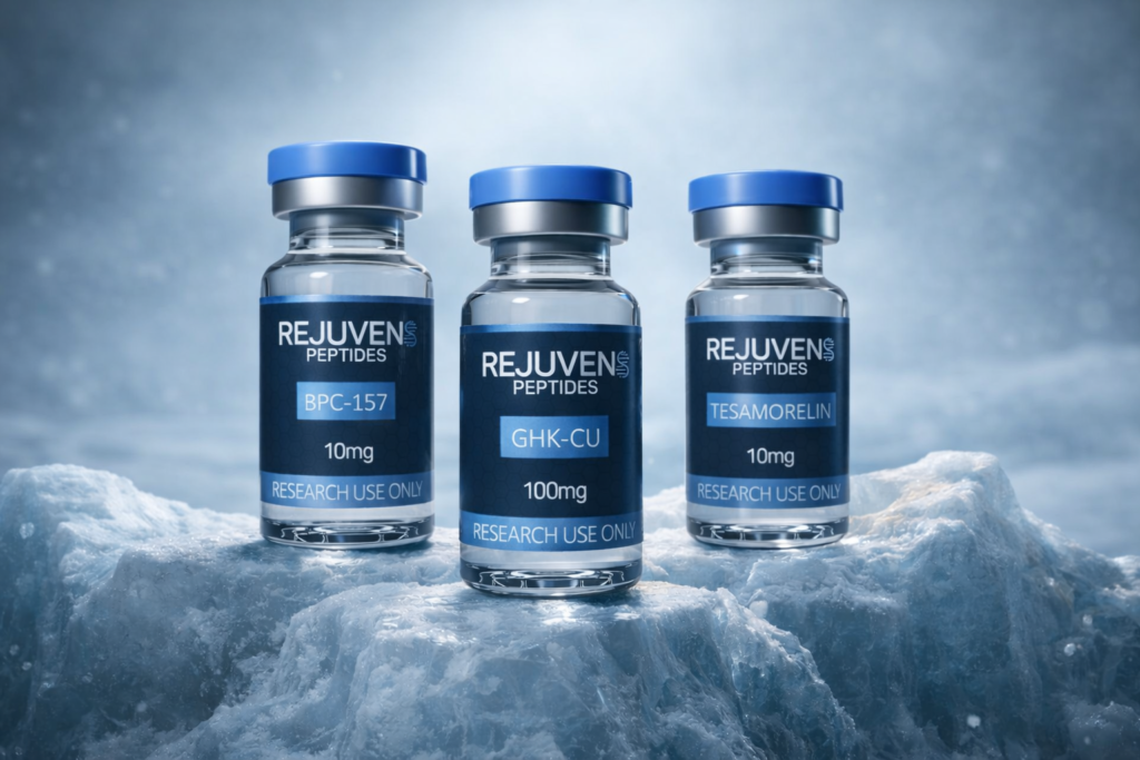 Rejuven8 Peptides GHK-Cu, BPC-157, Tesamorelin product/shop preview (Research Use Only)