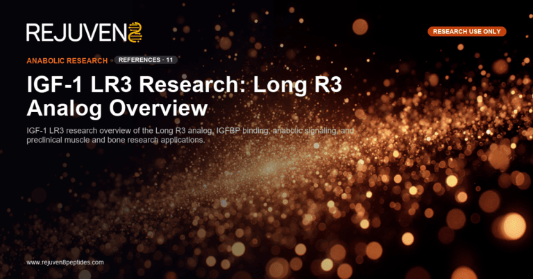 Peptide Research & Studies 6 IGF-1 LR3 research peptide vial used in laboratory anabolic signaling studies