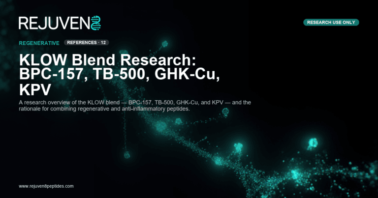 Peptide Research & Studies 21 Research vial labeled KLOW blend with BPC-157 TB-500 GHK-Cu KPV