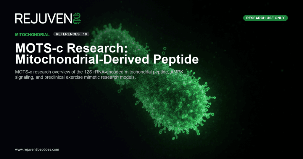MOTS-c mitochondrial-derived research peptide vial in metabolic research lab