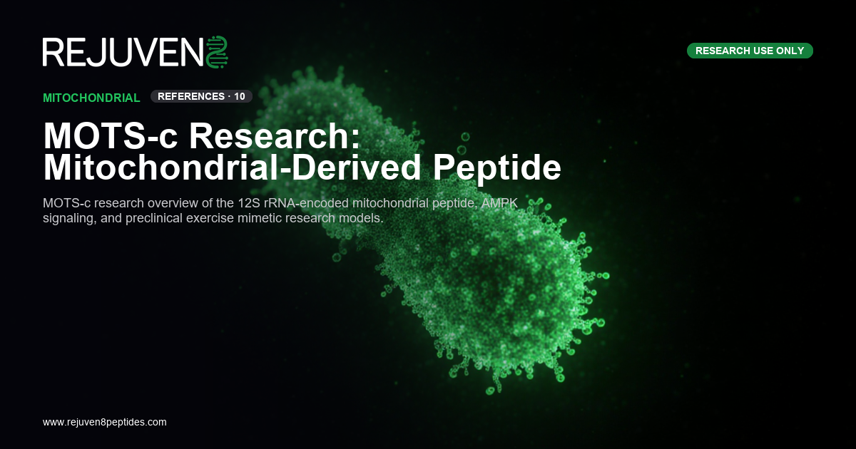 MOTS-c mitochondrial-derived research peptide vial in metabolic research lab