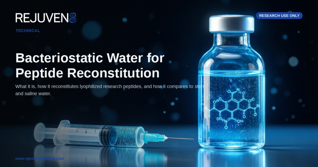 Bacteriostatic water vial and syringe for reconstituting lyophilized research peptides