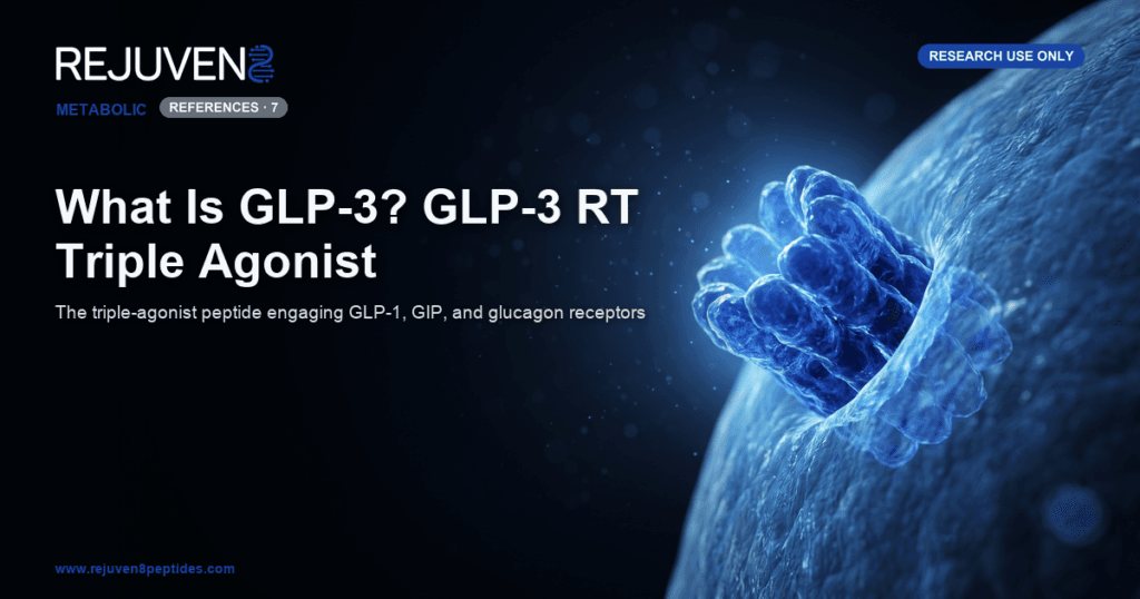 Illustration of an incretin receptor embedded in a translucent cell membrane representing GLP-3 RT triple-agonist research.